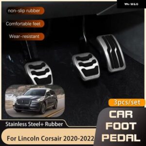 ステンレス ペダル リンカーンコルセア 2020 2021 2022 アクセルブレーキノンスリップレストフットペダル カバー 部品