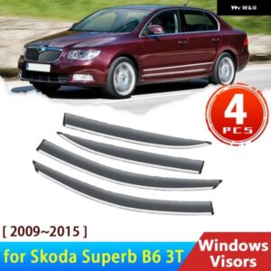 ディフレクター シュコダ スーパーブ B6 3T 2 II 2009 2015 2013 サイドウィンドウ バイザー雨 アイブロウ フロントガラス カバー