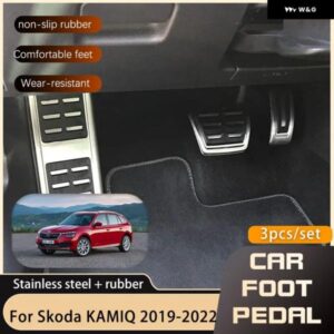ペダル シュコダ KAMIQ NW4 2019-22 ステンレス フットレスト ブレーキノンスリップドリルなしペダル カバー 部品 AT MT