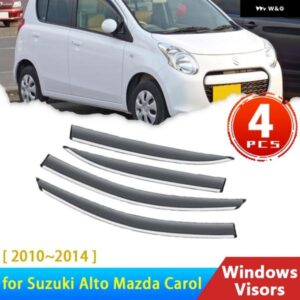 スズキ ディフレクター アルト マツダ キャロル VII 2010 2014 ウィンドウ バイザー フロントガラス 雨 日よけトリム 2013 2