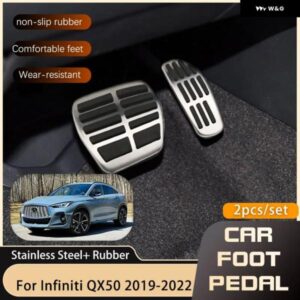 フットペダル インフィニティ QX50 QX55 2019-22 ガスブレーキ ステンレス ノンスリップペダル カバー パッド 2個
