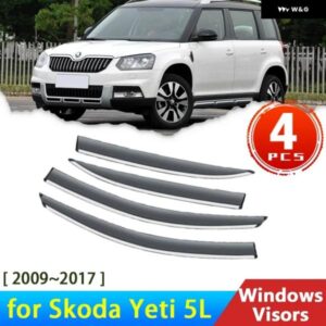 4X ディフレクター シュコダ イエティ 5L 2009 2017 2012 2015 フロントガラス ウィンドウ バイザー雨 アイブロウ プロテクターカバー ステッカー