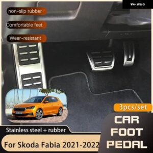 ペダル シュコダ ファビア MK4 2021 2022 ステンレス ガスブレーキレストフットノンスリップ穴あけペダル カーパーツ AT MT