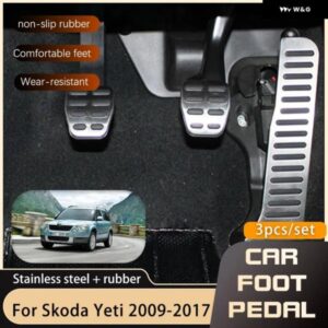 ペダル シュコダ イエティ 5L 2009-17 ガスブレーキレストフットなし穴あけペダル カバー パッド AT MT