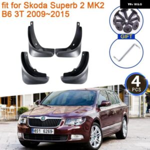 4X シュコダ スーパーブ 2 MK2 B6 3T 2009-15 マッドフラップ マッドガード スプラッシュフロントリアホイールフェンダー
