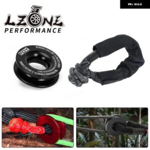 55000ポンド ウインチロープ 合成ソフトシャックルリカバリリングセット スリーブ付きなシャックル トラック車両リカバリ