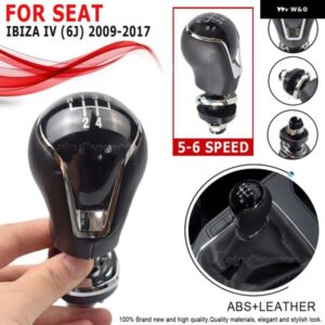 ABS レザー ギアスティック シフトノブ ギアボックス レバースティックペンシート IBIZA IV 6J 2009-17