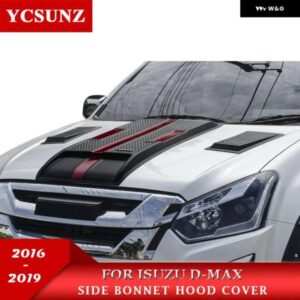 ABS 黒赤 ボンネット フードスクープカバー いすゞ D-MAX DMAX 2016-19 ダブルキャビンカー YCSUNZ