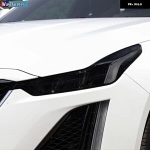 2個 ヘッドライト フィルムフロントライトクリアスモークブラック TPU ステッカー キャデラック CT5 2020