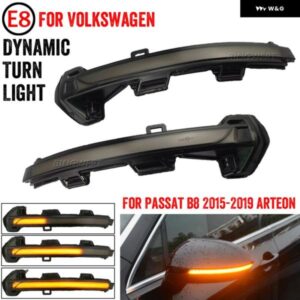 2個 車 ダイナミック LED ウィンカーライト バックミラー ウインカー インジケータ VW パサート B8 ARTEON 2015-19