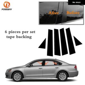 6個 ピラーポスト VW パサート 2011-18ドア 窓トリム ステッカー 装飾アクセサリー