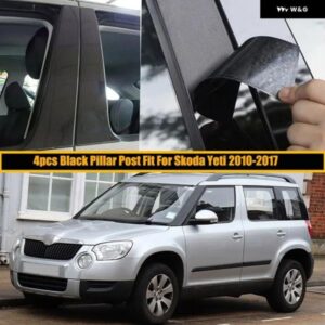 シュコダ イエティ 2010-17 窓ピラーポストドアトリムカバー ステッカー 装飾黒