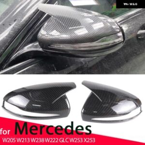 2X バック ミラー カバー キャップ カーボン ブラック メルセデス AMG C E S GLC W205 W213 W238 W222 C217 C253 X205 W253 X253 専用 LHD