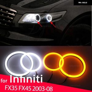 ホワイト 黄色綿 SMD LED ヘッドライト エンジェルアイズ 電球 リングランプインフィニティ FX35 FX45 2003-2008 カー スタイリング アクセサリー