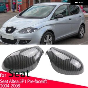 車 ABS ペーストサイドドア ミラー カバー シートアルテア 5P1 フェイスリフト前 2004-2008 交換スタイル カーボン ミラー カバー