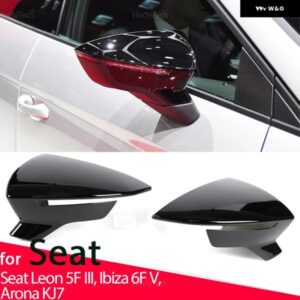 SEAT LEON LION 5F III ST FR CUPRA IBIZA 6F V KJ1 ARONA KJ7 ブライトブラック交換スタイル カーボン ミラー カバー