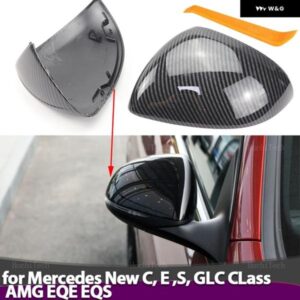 1ペア リアビューサイドケース トリム バック ミラー キャップ メルセデス C E S GLCクラス W206 X206 S206 X254 W214 W223 EQE EQS