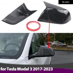 1ペア ブラックサイド ミラー カバー キャップアドオン ステッカー TESLA MODEL 3 MODEL3 2021-2024 用
