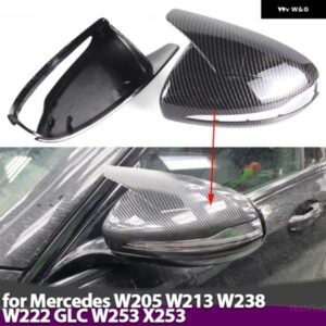 2X カーボンスタイル /ブラックサイド ミラー カバー シェル メルセデス AMG C E S GLC W205 W213 W238 W222 C217 C253 X205 W253 X253 専用 LHD