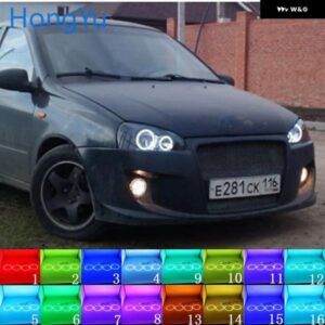マルチカラー RGB LED エンジェルアイズ リングアイ DRL RF リモコン LADA KALINA 1119 1118 1117 119 117 2005 -2013 アクセサリー