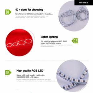 ヘッドライト マルチカラー RGB LED エンジェルアイズ リングアイ DRL RF リモコン アクセサリー用