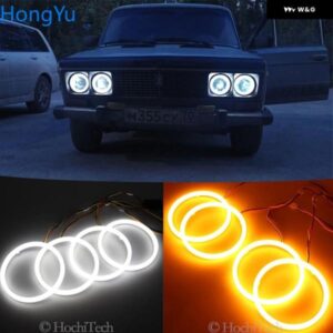 LADA VAZ 2106 1976 35431 コットンスイッチバック LED デュアルカラーエンジェルアイホワイト アンバー ウィンカーライト