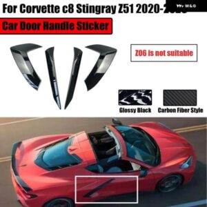 コルベット C8 スティングレイ Z51 4個 セット ドアハンドル ステッカー 2020-2023 カーボンスタイル 車 外装 トリム カバー