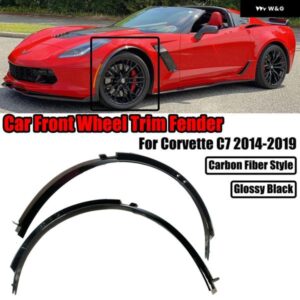 ペア前輪 トリム フェンダー コルベット C7 2014-2019 カーボンルック黒アーチモールドフレア GM スタイル