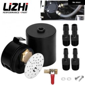 オイルキャッチ缶 コンパクトバッフル付 2ポート/3ポート アルミ リザーバー オイルキャッチタンク 燃料タンク部品 2穴通気性ケトル