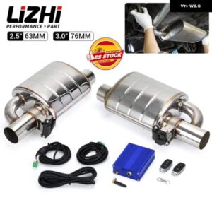 2.5インチ /3インチ 63/76MM マフラーテールチップ パイプ デュアル電動排気カットアウトバルブ リモートコントローラーキット キャットバック縦樋