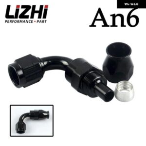 ブラック PTEF AN6 AN-6 90 度スイベル ホースエンド フィッティング AN6 LZ-SL6090-06-021