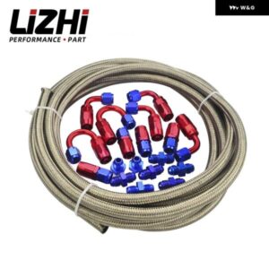 AN-6 ネス/編組 5メートル AN6 ステンレス オイル/燃料オイルラインライン + ホースエンド アダプター キット + AN6ポート プラグ