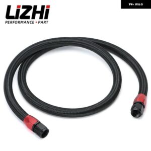 AN10 1.4メートル 黒ステンレス ブレイン オイルホース ラインホース チューブ ストレート 0 度スイベル ホースエンド フィッティングがインストールされて