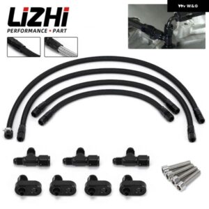 AN4 エンジン 蒸気ベントホースキット ステンレス 編組/黒ナイロンホース LS LSX LS1 LS2 LS6 LM7 フロントリアベント用