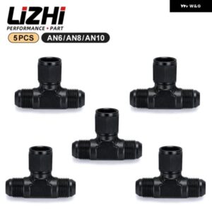 アルミフレア T シャツ継手 AN6 AN8 AN10 雌雄 T シャツ側ねじ継手アダプタ黒 5 パック