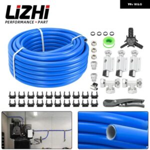 M7500 圧縮エア配管 システム 内径 3/4インチ X 100 フィートHDPE チューブ と 100 フィート ガレージコネクト用アルミ アウトレット ブロック