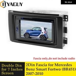 2DIN カー オーディオ パネル CD DVD ナビゲーション ベゼル フレーム ステレオ ラジオ フェイシア メルセデススマートフォーツー BR451 2007-2010