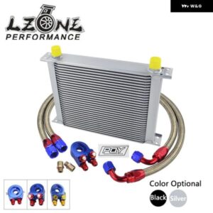 AN10 オイルクーラー キット 30列 オイルクーラー + オイル フィルター アダプター + ステンレス 編組ホース ステッカー + ボックス 付き