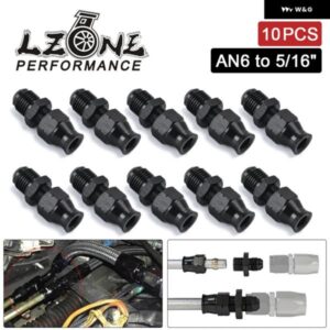 10個 ストレート 6AN オスフレア 5/16インチ OD 8MM チューブ ホース継手 アダプター 燃料ハードライン パイプ アルミ黒陽極酸化