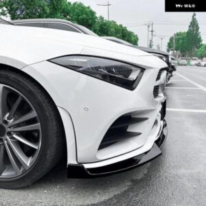フロント バンパー スプリッターリップ ディフューザー スポイラー カバー グロスブラック/カーボンルック ABS メルセデス CLSクラス C257 フェイスリフト前