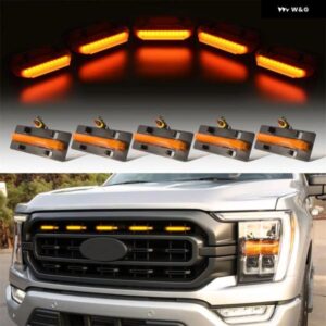 5個 F-150 グリル ライト 2021 F150 グリル ライトランプ黄色フロント バンパー カバー グリル ランプ自動