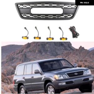 ホワイト/ アンバー LED フロント レーシンググリル グリル 35827 LX470 ABS グリル フロント バンパー カバー 自動