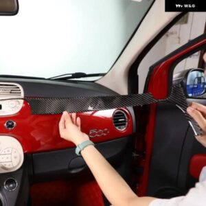 フィアット 500 2011-2019 ソフトカーボンカーセンター コントロール ダッシュボード パネル 装飾 ステッカー カーアクセサリー
