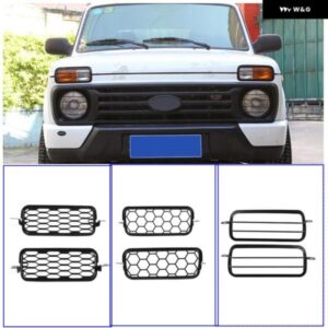2個 カーボンフロント フォグランプ カバー ネット プロテクター ケースメッシュモールドアクセサリー LADA NIVA