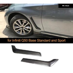 カーボンサイドドアフェンダー エアベント 装飾 スポイラー カナード キット インフィニティ Q50 ベーススタンダードとスポーツ 2014 - 2019