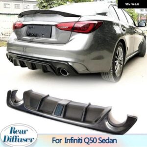 リア バンパー ディフューザー リップ スポイラー インフィニティ Q50 セダン 4 ドアスタンダードとスポーツ 2018 2019 カーボンリア ディフューザー