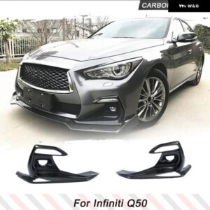 カーボンフロント フォグライト カバー インフィニティ Q50 スポーツセダン 2018-2020 ランプ カナード フェンダーベントスクープ吸気グリル スプリッター