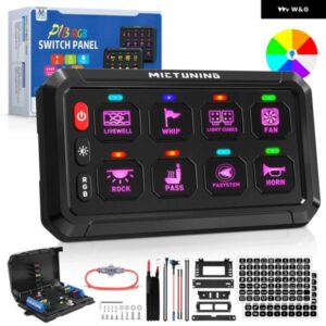P1B RGB 5インチ 8 ギャングスイッチ パネル トグルモーメンタリフラッシュストロボパルススイッチポッド トラック RV オフロードマリン用