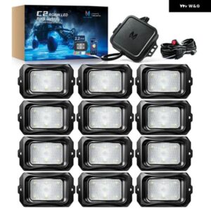 C2 12ポッド RGBW LED ロックライト曲面マルチカラーアンダーグローネオンライトキット ワイヤレスアプリ音楽モードライト