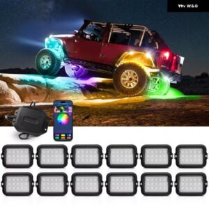 8/10/12 ポッド拡張可能な RGBIC LED ロックライトキット色 追う マルチカラーネオンアンダーグローライトキット ワイヤレス APP 制御 付き